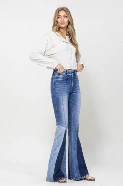 VERVET By Flying Monkey VERVET High Rise Super Flare Denim Jeans With Panel
