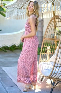 Davi & Dani Floral Smocked Detail Jumpsuit With Ruffle Fresh From LA