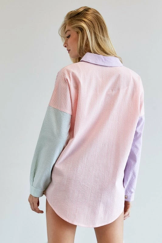 Davi & Dani Multi Color Stripe Button Down Top Fresh From LA 6 Davi & Dani Multi Color Stripe Button Down Top Fresh From LA