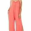 ZENANA Fresh From LA Sleeveless Jumpsuit With Leg Slit (Plus Size) 2 ZENANA Fresh From LA Sleeveless Jumpsuit With Leg Slit (Plus Size)
