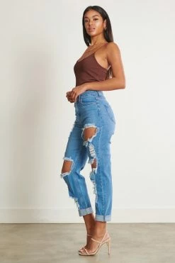 Vibrant M.i.U Medium VIBRANT MIU High Waisted Distressed Boyfriend Jean