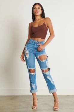 Vibrant M.i.U Medium VIBRANT MIU High Waisted Distressed Boyfriend Jean