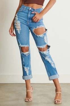 Vibrant M.i.U Medium VIBRANT MIU High Waisted Distressed Boyfriend Jean