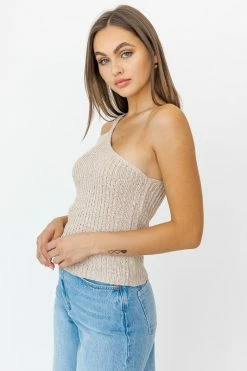 LE LIS One Shoulder Tape Yarn Knit Tank Top Fresh From LA