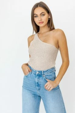 LE LIS One Shoulder Tape Yarn Knit Tank Top Fresh From LA