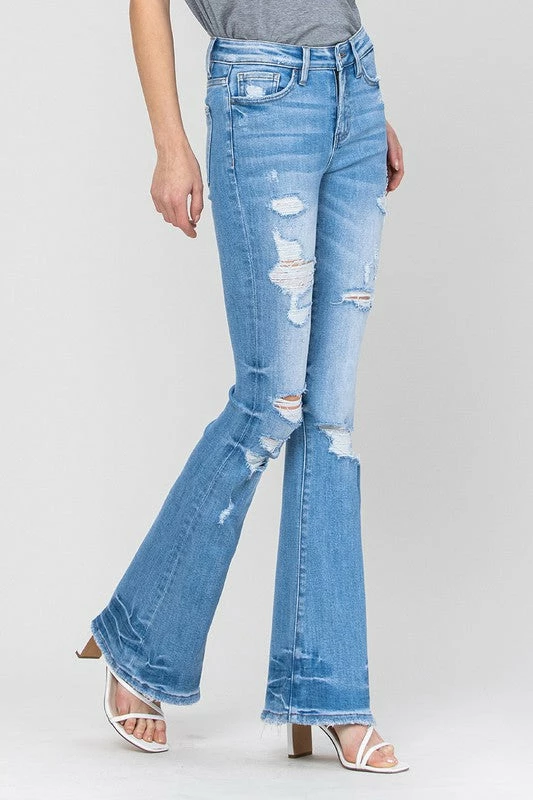 VERVET By Flying Monkey VERVET Jayda Distressed Flare Jeans - Lt Wash Fresh From LA 10 VERVET By Flying Monkey VERVET Jayda Distressed Flare Jeans - Lt Wash Fresh From LA