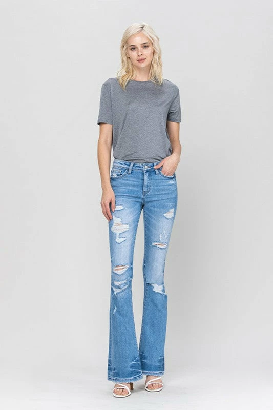 VERVET By Flying Monkey VERVET Jayda Distressed Flare Jeans - Lt Wash Fresh From LA 8 VERVET By Flying Monkey VERVET Jayda Distressed Flare Jeans - Lt Wash Fresh From LA