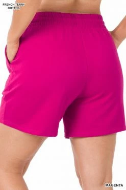 ZENANA FRENCH TERRY DRAWSTRING WAIST SHORTS (Plus Size)