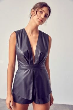 Do + Be Collection DO & BE Deep V Neck Open Back Romper