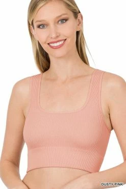 ZENANA Ribbed Square Neck Crop Tank Tops Fresh From LA