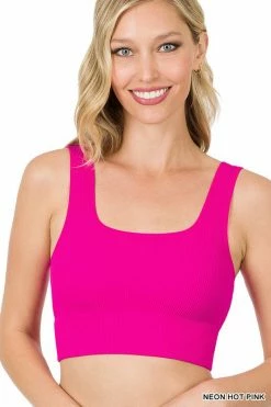 ZENANA Ribbed Square Neck Crop Tank Tops Fresh From LA