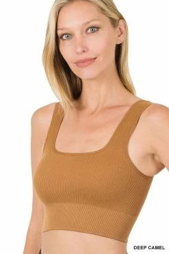 ZENANA Ribbed Square Neck Crop Tank Tops Fresh From LA
