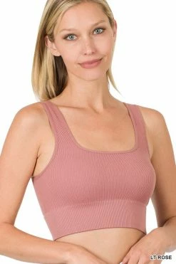 ZENANA Ribbed Square Neck Crop Tank Tops Fresh From LA