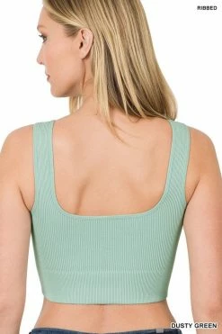 ZENANA Ribbed Square Neck Crop Tank Tops Fresh From LA