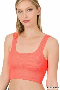 ZENANA Ribbed Square Neck Crop Tank Tops Fresh From LA