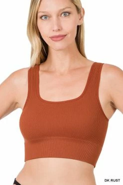 ZENANA Ribbed Square Neck Crop Tank Tops Fresh From LA
