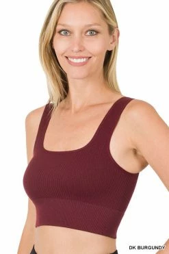 ZENANA Ribbed Square Neck Crop Tank Tops Fresh From LA
