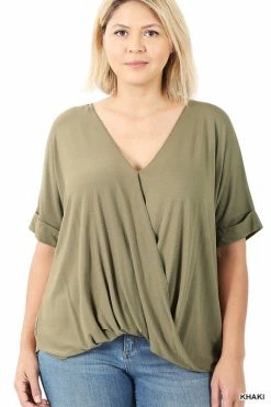 ZENANA Fresh From LA Rayon Crepe Layered Look Top (Plus Size)
