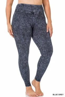 ZENANA Mineral Washed Yoga Leggings (Plus Size)