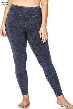 ZENANA Mineral Washed Yoga Leggings (Plus Size)