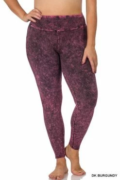 ZENANA Mineral Washed Yoga Leggings (Plus Size)