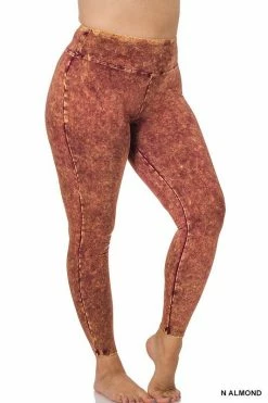 ZENANA Mineral Washed Yoga Leggings (Plus Size)