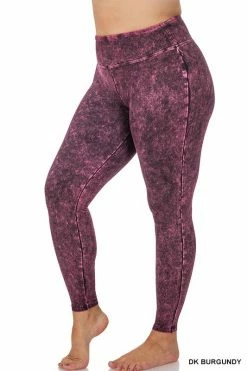 ZENANA Mineral Washed Yoga Leggings (Plus Size)