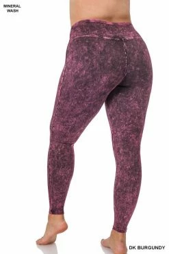 ZENANA Mineral Washed Yoga Leggings (Plus Size)