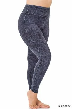 ZENANA Mineral Washed Yoga Leggings (Plus Size)