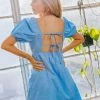 LE LIS Short Sleeve Back Tie Detail Babydoll Dress