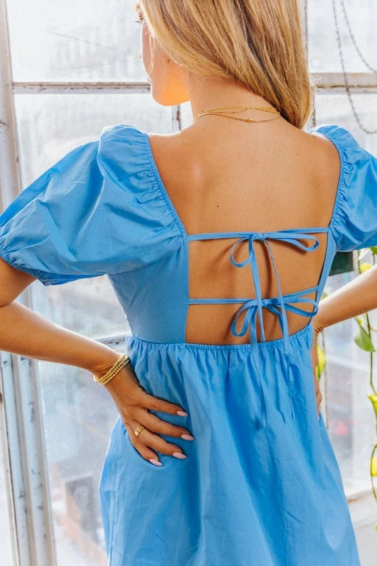 LE LIS Short Sleeve Back Tie Detail Babydoll Dress 10 LE LIS Short Sleeve Back Tie Detail Babydoll Dress