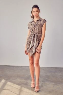Do + Be Collection Fresh From LA DO & BE Zebra Print Front Tie Dress