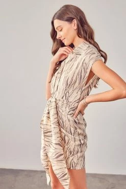 Do + Be Collection Fresh From LA DO & BE Zebra Print Front Tie Dress