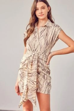 Do + Be Collection Fresh From LA DO & BE Zebra Print Front Tie Dress