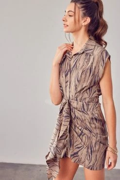 Do + Be Collection Fresh From LA DO & BE Zebra Print Front Tie Dress