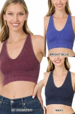ZENANA FFLA Shine Bright Mineral Wash Crop Tops