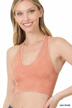 ZENANA FFLA Shine Bright Mineral Wash Crop Tops