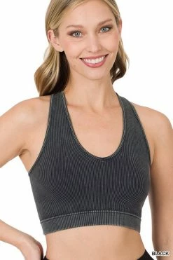 ZENANA FFLA Shine Bright Mineral Wash Crop Tops