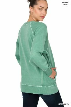 ZENANA Pigment Dyed French Terry Pullover
