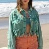 POL Fresh From LA Fringe Distressed Crop Denim Jacket