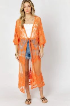 Davi & Dani Boho Sheer Lace Duster Kimono