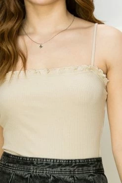 HYFVE Fresh From LA XOXO Basic Ruffle Trim Bodysuit