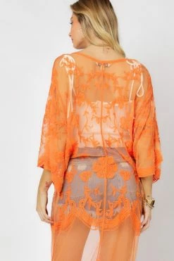 Davi & Dani Boho Sheer Lace Duster Kimono