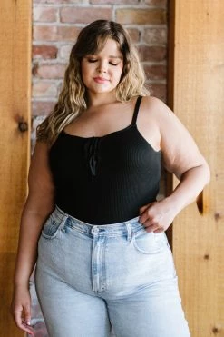 Trendsi Laced-Up Luxe Ribbed Bodysuit