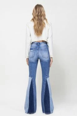 VERVET By Flying Monkey VERVET High Rise Super Flare Denim Jeans With Panel
