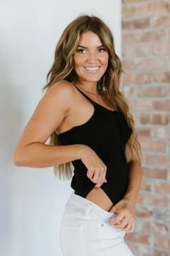 Trendsi Laced-Up Luxe Ribbed Bodysuit