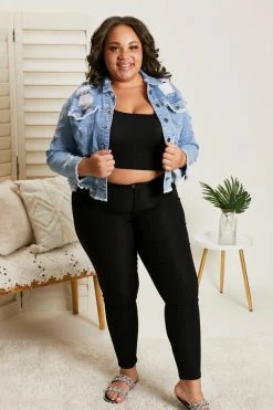 Trendsi Cello Riding Shotgun Distressed Denim Jacket Fresh From LA