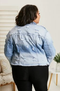 Trendsi Cello Riding Shotgun Distressed Denim Jacket Fresh From LA