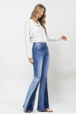 VERVET By Flying Monkey VERVET High Rise Super Flare Denim Jeans With Panel