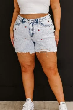Trendsi Judy Blue Cherry On Top Cutoff Shorts 1XL